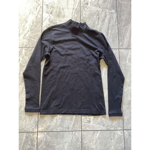 AG Green Label Shirt Mens Medium Black Mock Neck Long Sleeve Logo Pullover Knit - Picture 1 of 5